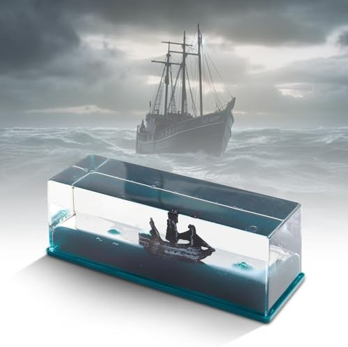 ZYEKIU Kreuzfahrtschiff Fluid Drift Flasche Unsinkable Boot In Einer Box | Flasche Acryl Unsinkable Boot In Einer Box Schiffsmodell-Dekor Büro Und Haus Bootslauf Dekoration (Schwarze Perle)