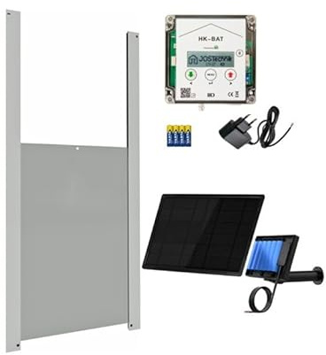 Klappensteller HK-BAT mit Hühnerklappe 230x340mm inkl. Solar Modul 12W Lithium Akku 6V 18000 mAh + LED Lampe 3W