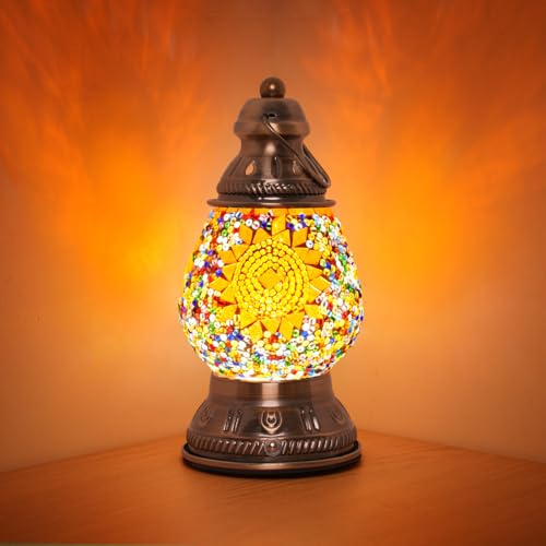 JAITAIK Turkish Mosaic Lamp Handmade Moroccan Camping Light Rechargeable 1800mAh Battery with USB Port Touch 3 Brightness Levels