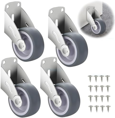 4 Stück Torrolle, Torlaufrolle, Torrad, Schiebetürrolle, Anti-Durchhang Stützrad, Seitlich Montierte Rollen, mit 16 Schrauben, für Türen, Schränke, Zäune, Gartentor—Gray