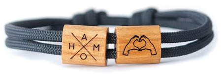 myGreta Segeltau-Armband mit Holz-Charms – Gravur nach Wunsch – Verstellbar & wasserfest – Persönliches Geschenk für Damen und Herren