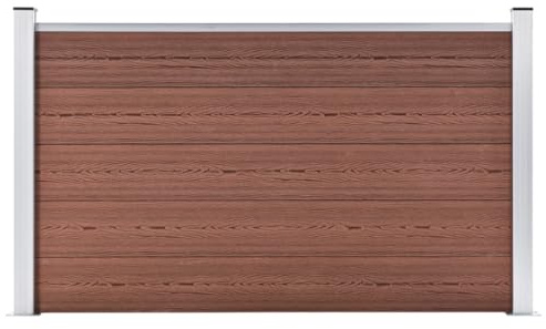 Clôture de jardin WPC - 180 x 105 cm - Marron - Panneau brise-vue composite en bois et plastique - Avec poteaux en aluminium - Champ de clôture extensible pour jardin et terrasse