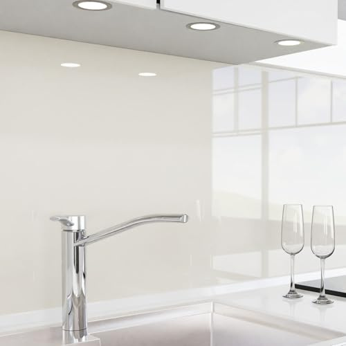 danario Küchenrückwand selbstklebend - Glasoptik - Spritzschutz Küche - versteifte PET Folie - 0,8 mm - Creme - Materialmuster A5
