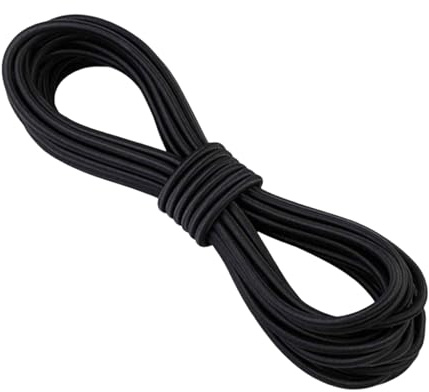 KinetiCore 5m x 2.5mm Black Elastic Shock Cord, Heavy Duty Latex Bungee Cord for Tent Poles, Camping, Gear Repair, DIY, Hammocks, Outdoor & Home Use