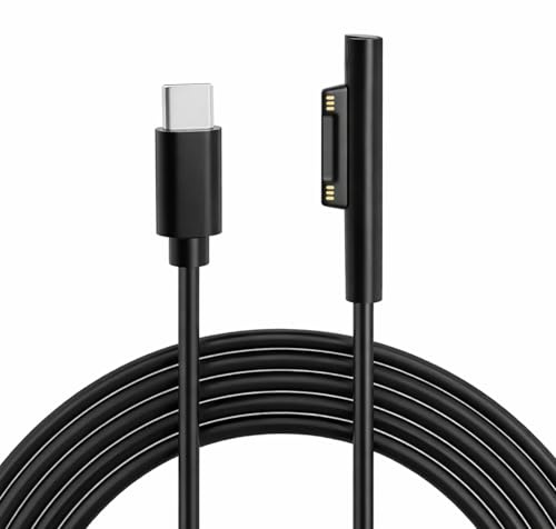 USB C zu Surface Adapter Ladekabel 1,8m, Kompatibel mit Microsoft Surface Pro 3/4/5/6/7, Surface Laptop/Book 1/2, Surface Go 3, Unterstützt 15V/3A PD-Schnellladung, Surface Zubehör