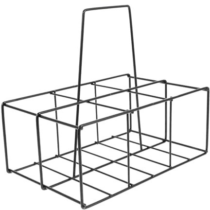 ERINGOGO Portabottiglie in Ferro 6 Scomparti Nero, Cestino Porta Biberon e Porta Bottiglie Birra Manico, Organizer Portatile per Cucina e Trasporto Sicuro delle Bottiglie