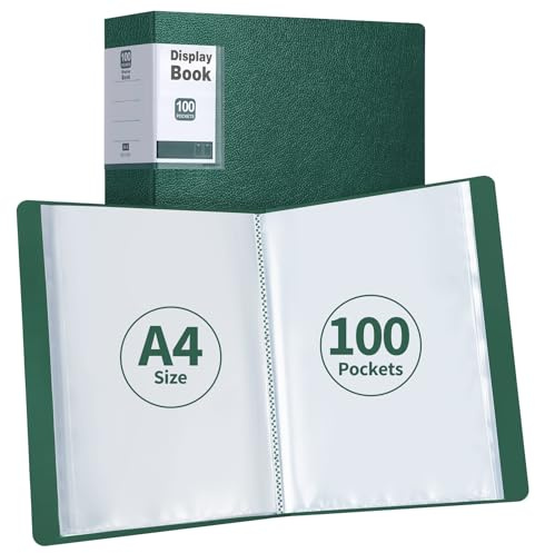 DONGLI Lot de 2 Porte Vue,Protège-Documents A4 avec 100 Pochettes(Vert) | Chemises à pochettes transparentes