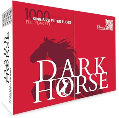 DARK HORSE Zigarettenhülsen 500 – 2 × 500 Stück (1000 Hülsen) – Premium Filterhülsen King Size – 15 mm Filter – Zigaretten Stopfhülsen für Tabak – Hergestellt in der EU