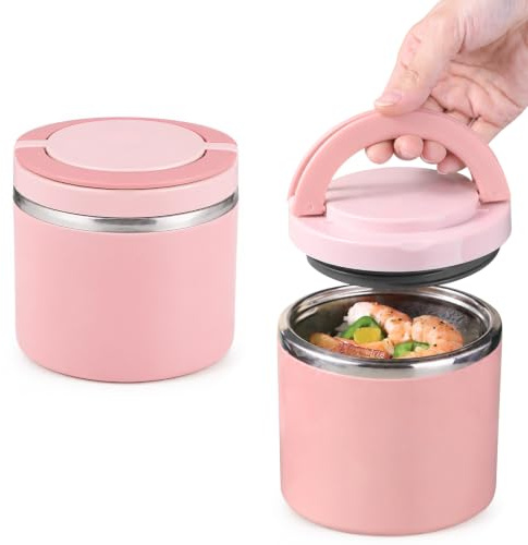 BZURTER Termo para Comida 630 ml de Acero Inoxidable 304 con Asa | Antifugas, mantiene los alimentos calientes y fríos durante más tiempo Ideal para oficina, escuela, picnic, camping y viajes