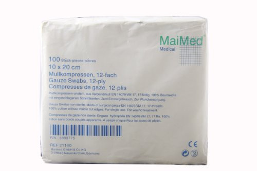 Maimed - unsterile Mullkompressen - weiß - 10 x 20 cm - 100 Stück
