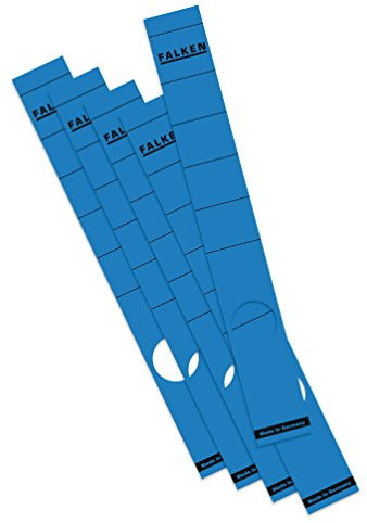 Original Falken 10er Pack Ordner-Rückenschild. Made in Germany. Etiketten 36 x 290 mm selbstklebend für 5 cm schmale Ordner blau