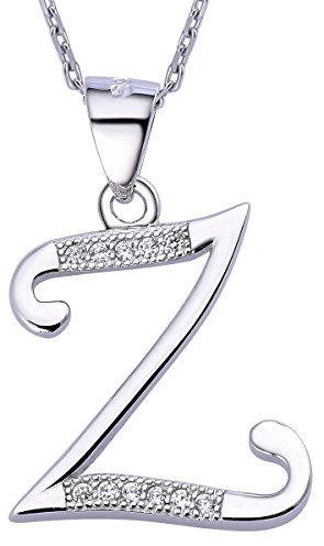 VIKI LYNN Initial Anhänger Z 925 Sterling Silber Buchstabe Halskette mit Zirkonia Personalisierte Geschenke für Frauen Damen Mädchen
