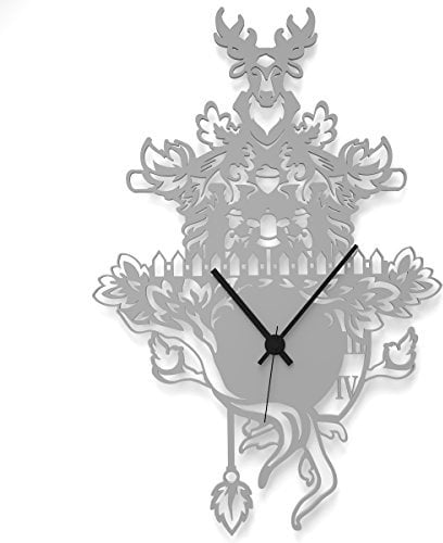 WANDKINGS Wanduhr Kuckucksuhr klassisch aus Acrylglas, in 11 Farben erhältlich (Farbe: Uhr = Grau glänzend; Zeiger = Schwarz)