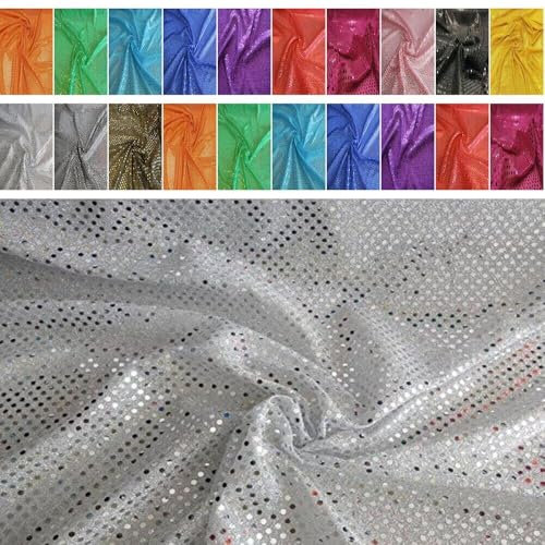 Fabrics-City silber/weiß exklusiv Paillettenstoff kleine Pailletten Stoff Faschingsstoff sparkling Paillettes Pailetten Metall Lurex Metallic Wende-Pailletten Wendepaillettenstoff Mesh zum Nähen, 2594