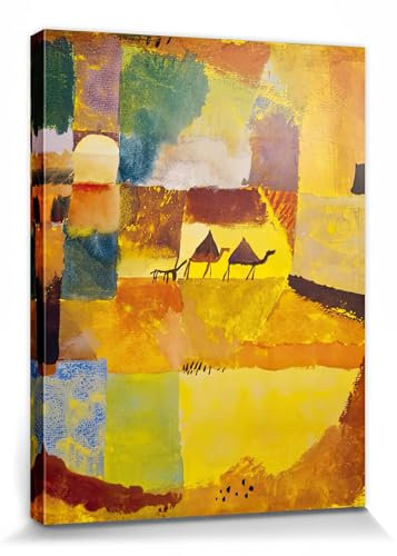 1art1 Paul Klee Poster Zwei Kamele Und EIN Esel, 1919 Bilder Leinwand-Bild Auf Keilrahmen | XXL-Wandbild Poster Kunstdruck Als Leinwandbild 80x60 cm