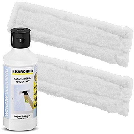 Spares2go Spray Bottle Cloth Pads + Cleaning Detergent for Karcher WV50 Window Vac (500ml + 2 Cloths)