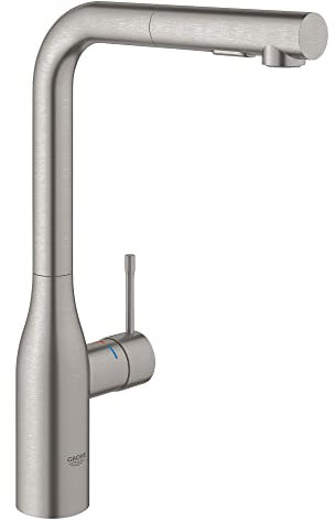 GROHE 30271DC0 Essence - Grifo de cocina extraíble de doble pulverización (acero inoxidable)