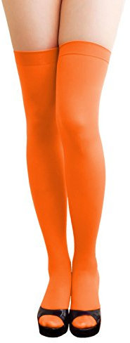 Oblique Unique® Sexy Strumpfhose -halterlos- Overknee Strümpfe - Party Kostüm Fasching Karneval (Overknee orange)
