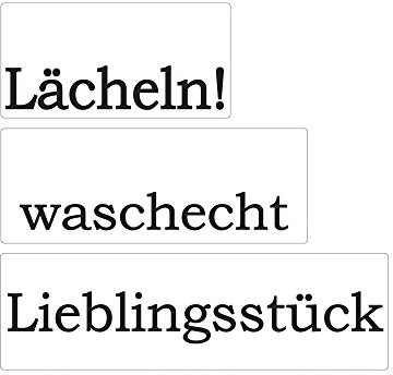 Rayher 34263000 Labels Lächeln,waschecht,Liebl., 30x15mm, 40x15mm, 50x