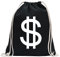 Kiwistar - Turnbeutel - schwarz - Dollarzeichen - Dollar Zeichen - Fun Rucksack Sport Beutel Gymsack Baumwolle mit Ziehgurt