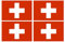 Supstick Lot de 4 Autocollants Stickers Drapeau de Pays Nation Suisse Format 6x4cm