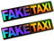 2 x Aufkleber Faketaxi 13x2,7cm Funsticker Fake Taxi Driver Fun Aufkleber Hologramm Oilslick Sticker für Auto Motorrad Bus Wohnwagen Kfz Zubehör R103 (Hologramm)