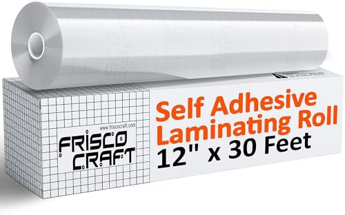 Frisco Craft Transparentes Vinyl, selbstklebendes Laminat, 30.5 cmx9.2 m, Rolle, kompatibel mit Cricut, Silhouette Cameo Portrait, Aufkleber, Schablonen, Vinyl, glänzend)