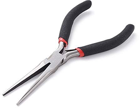 Beadthoven - Pinze per naso a catena piatta in acciaio temprato al carbonio, lunghezza 15 cm