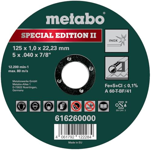 Metabo Special Edition II Trennscheibe 125 x 1,0 x 22,23 Inox, TF 41 – 616260000 – Für die Edelstahlbearbeitung – 25 Stück
