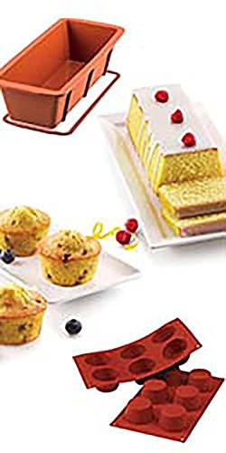 Silikomart 25.012.99.0082 SET SF023 Muffin + SFT330 Plumcake, Silikon, 2.15 liters, Rot