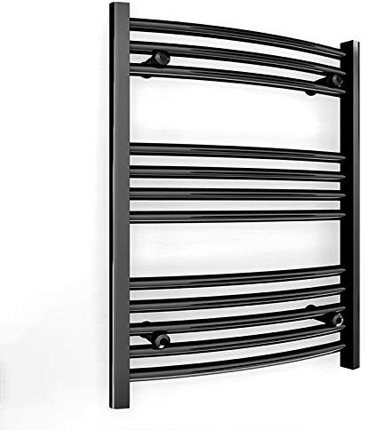 Myhomeware 500mm Wide Curved Black Electric Pre-Filled Heated Towel Rail Radiator For Bathroom Designer UK (500mm x 700mm (h))