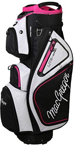 MacGregor Golf VIP Deluxe 14-Way Ladies Trolley Bag, 9.5 Top, White/Black/Pink