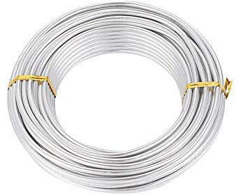 Beadthoven Alambre de aluminio para manualidades de calibre 6 (4 mm) de 52 pies flexible flexible para hacer joyas, envolver esculturas florales (plata)