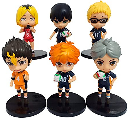 Haikyuu Figur 10 cm Hinata Shoyo Tobio Kageyama Kozume Kenma Actionfigur Niedlich Sammelfiguren Geschenk für Anime-Fans (Typ A (Set von 6)
