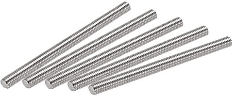 sourcing map 15Stk. voller Gewindestab 304 Edelstahl Rechtsgewinde M6-1,0 Gewindesteigung M6 x 80mm