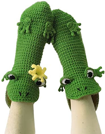 Lustige Socken Gestrickte Socken Drachen Krokodil Tier Socken dick Gestrickt Warme Bodensocken Skurrile Alligator Strickmanschette Winter warme Socken Kuschelsocken