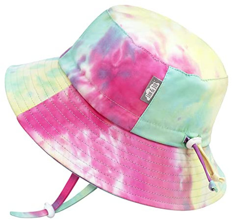 Jan & Jul Verstellbarer Kinder Fischerhut aus Baumwolle für Mädchen (Wassermelonen Batik-Design, 5-12 Jahre)