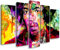 Feeby 5-teilig Vlies Leinwandbild 200x100 cm Jimi Hendrix Porträt Abstraktion Wanddeko Design Kunstdruck Zimmerdeko Bilderwand Gitarrist Popkultur Musiker mehrfarbig