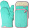 Coziselect Gants de Four, Gants de Cuisine Résistants à la Chaleur et Set de Maniques, Design Antidérapant en Silicone, Adaptés pour la Cuisine, la Cuisson au Four, Les Grillades,Vert