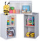 Relaxdays Kinderregal, 6 Fächer, Spielzeugregal Kinderzimmer, Jungen & Mädchen, modulares Aufbewahrungsregal, weiß/grau