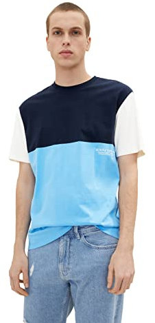 TOM TAILOR Denim Herren T-Shirt 1035587, 18395 - Rainy Sky Blue, M