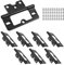 Auvotuis 8Pcs 3Inch Black Non-Mortise Door Hinges Modern Iron Flat Cabinet Hinges for Wardrobe