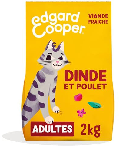Edgard Cooper Croquettes pour Chat Stérilisé, Adulte, Dinde & Poulet 2kg, Sans céréales, Viande fraîche, Nourriture naturelle, Croquette Riche en protéines, Sans sucres ajoutés