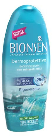 Bionsen, Bagnoschiuma Dermoprotettivo con Minerali Attivi, 12 x 650 ml, Docciaschiuma Rigenerante, con Oligominerali Termali Giapponesi, Nickel Tested, Senza Parabeni, Ecoflacone 100% Riciclato