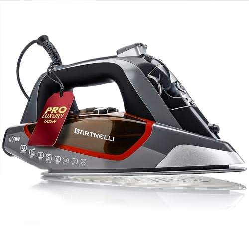 Bartnelli Pro Luxury Steam Iron for Clothes - 1700W Heavy-Duty Commercial Iron with Multi-Layer Ceramic Soleplate, Active Anti-Drip Technology, Smart 3-Way Auto Shut-Off & Precision Tip