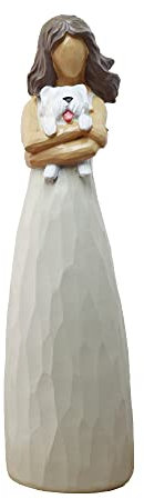 BUTILIVEEN Frau mit Hundefiguren, Trauer-Hunde-Denkmal, Westie-Geschenke für Frauen, Geschenke für Hundeliebhaber, Harz, Weiß
