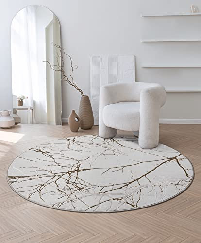 the carpet Mila - moderner Kurzflor Teppich, Wohnzimmer, Schlafzimmer, Eleganter Glanz, Glanzfaser, Hoch-Tief Effekt, Blitz Effekt, Grau, 200 cm Rund