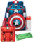 Marvel Jungen Rucksack | Captain America 4-teiliges Schulranzen-Set mit Lunchtasche, Federmäppchen, Trinkflasche | Avengers Merch | Mehrere Fächer für Schule und Spiel | Strapazierfähiges Material