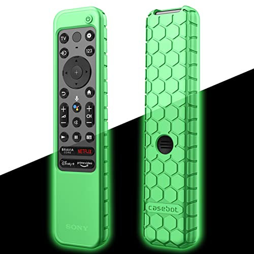 Fintie Protective Case for Sony RMF-TX920U RMF-TX910U RMF-TX900U RMF-TX810U RMF-TX800U Voice Remote Control 2025 2024 2023 2022, Honey Comb Lightweight Anti Slip Shockproof Silicone Cover, Green-Glow