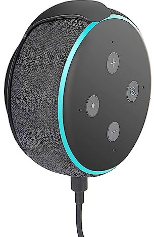 Alyphyly Wall Mount Holder for 3rd Generation, Space-Saving Accessories Built-in Cable Management for Dot(3rd Gen) Smart Speakers, with Sticking Tape and Drill Nail (Black, 1 pc)